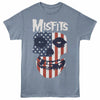 Misfits FLAG FACE Indigo Heather Adult T-Shirt – Licensed Punk Band Graphic Shirt for Music Fans