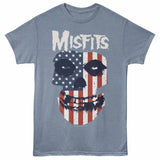 Misfits FLAG FACE Indigo Heather Adult T-Shirt – Licensed Punk Band Graphic Shirt for Music Fans