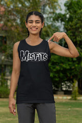 Misfits LOGO Black Adult Muscle Ladies Tank Top – Official Punk Rock Band Merch for Concert & Music Fans