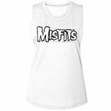 Misfits LOGO OUTLINE White Adult Muscle Ladies Tank Top– Official Punk Rock Music Band Fan Apparel