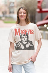 Misfits Crossed Arms Adult Graphic T-Shirt - Officially Licensed Punk Band Tee Ivory