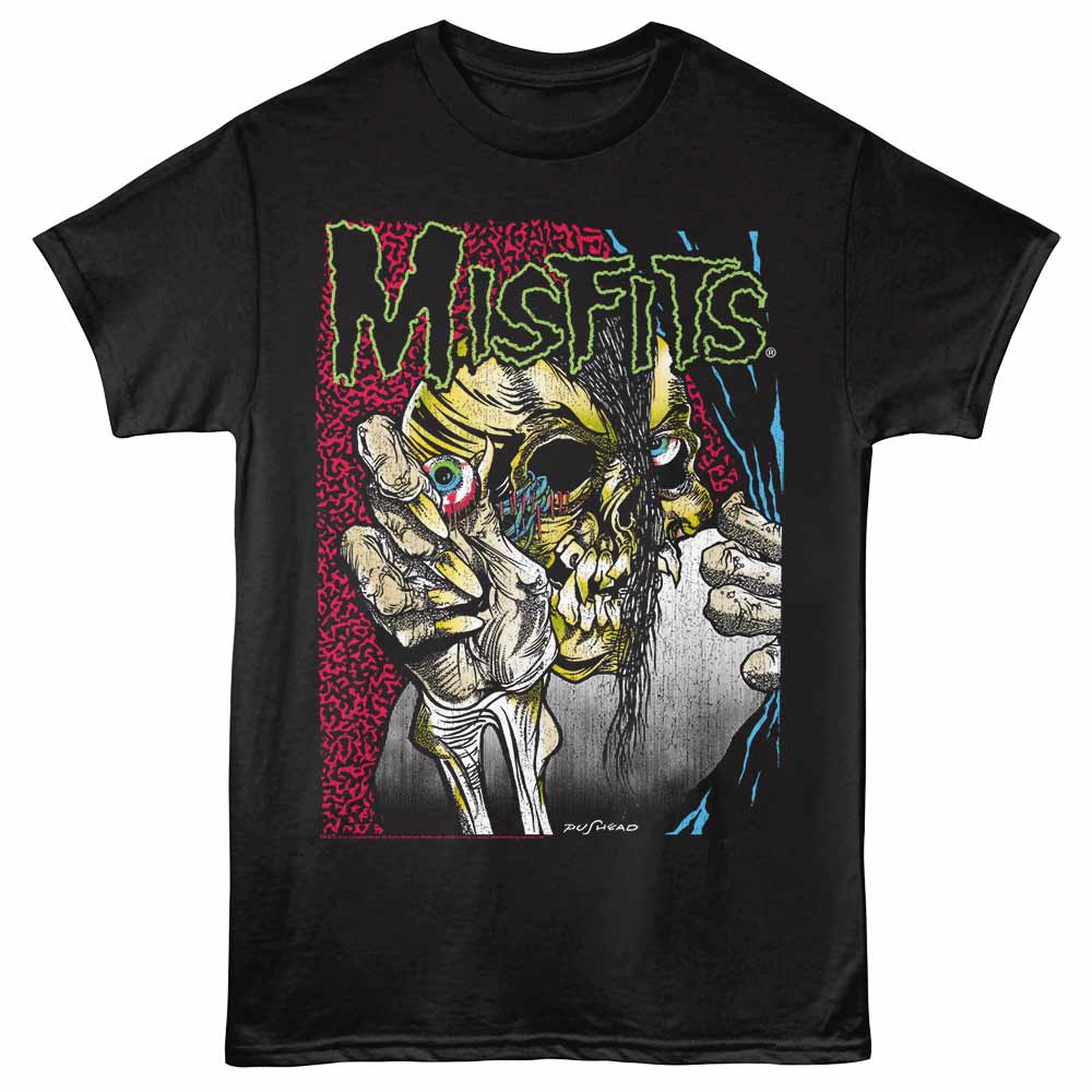 Misfits Eyeball Adult Graphic T-Shirt - Officially Licensed Vintage Punk Rock Tee Black