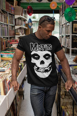 Misfits LOGO OUTLINE SKULL Adult Black T-Shirt – Iconic Punk Band Graphic Short Sleeve Tee