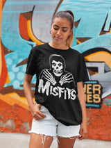 Misfits SKULL CROSSED ARMS Adult Black T-Shirt – Licensed Horror Punk Skull Graphic Band Tee