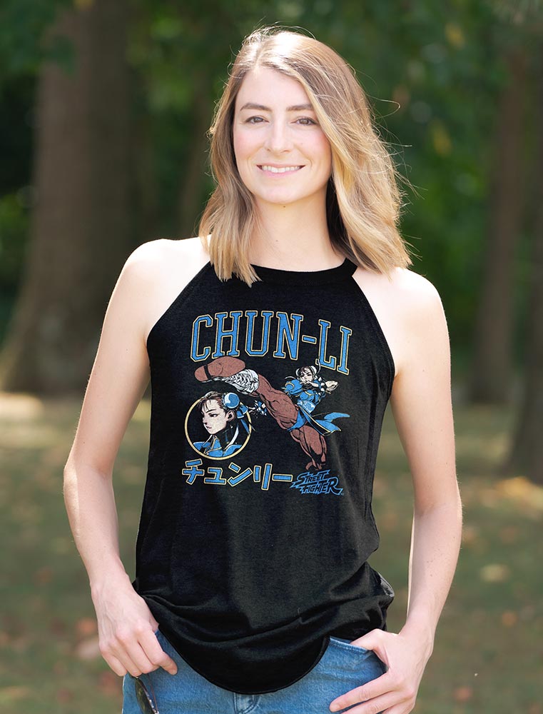 Street Fighter Chun Li Varsity Vintage Tank Top Arcade Gaming Retro Apparel Classic Video Game Fan