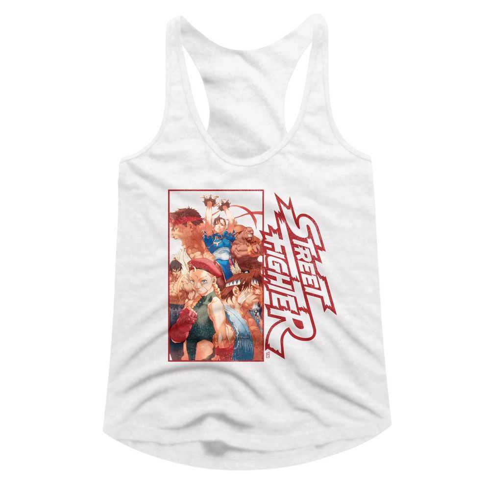 Street Fighter Multi Character Rectangle Graphic Tank Top Arcade Gaming Retro Apparel Classic Video Game Fan