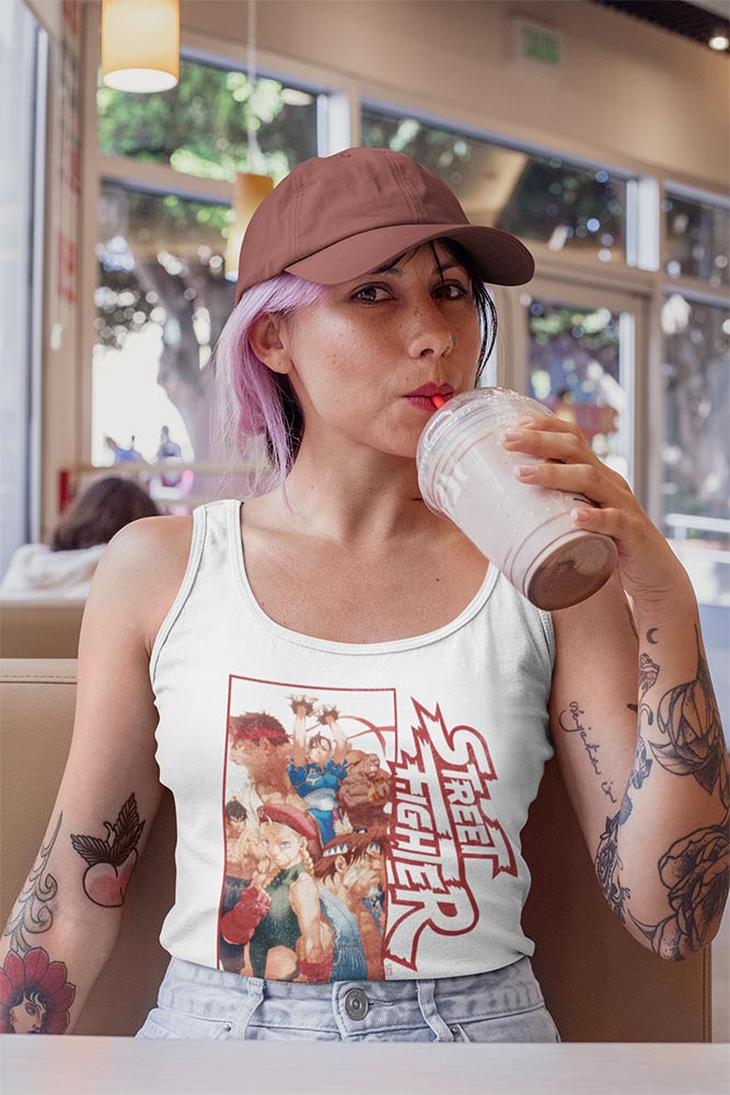 Street Fighter Multi Character Rectangle Graphic Tank Top Arcade Gaming Retro Apparel Classic Video Game Fan