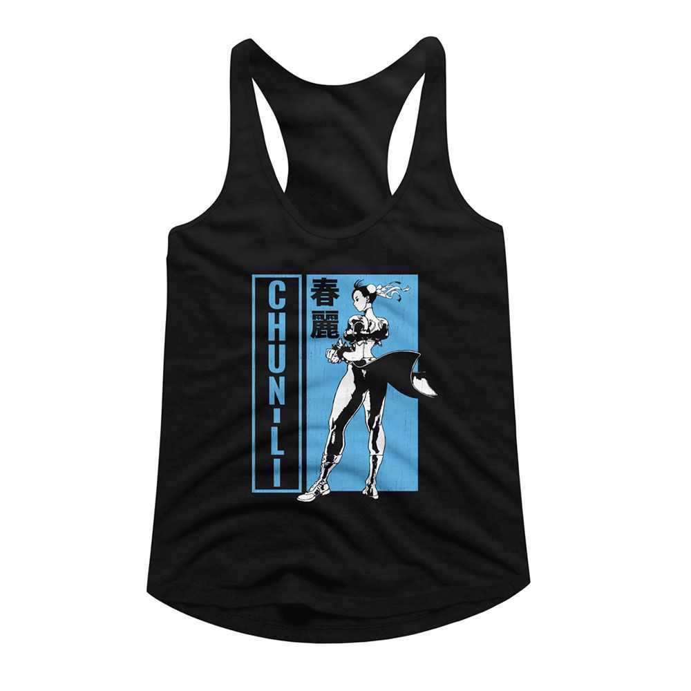 Street Fighter Chun Li Bw Character Pose Graphic Tank Top Arcade Gaming Retro Apparel Classic Video Game Fan