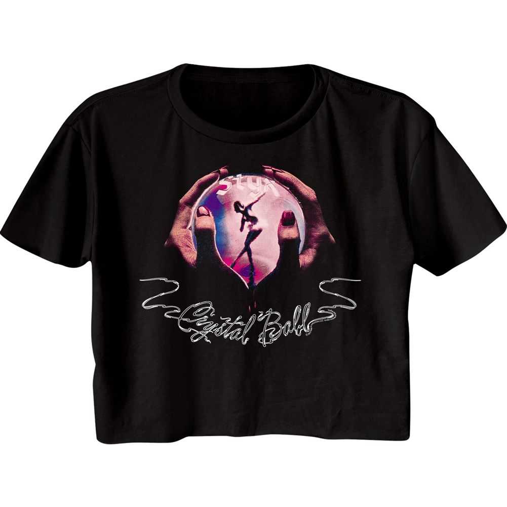 Styx Crystal Ball Ladies Graphic T-Shirt - Classic Rock Music Clothing - Vintage Concert Lover Gift Idea