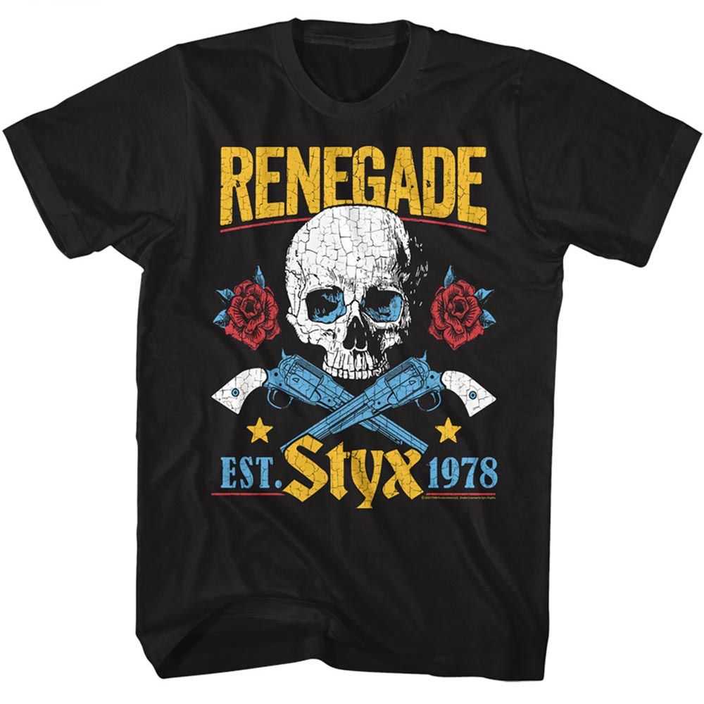 Styx Styx Colorful Renegade Graphic Tee - Retro 80s Classic Rock Concert Apparel - Unisex Adult Music Fan Gift