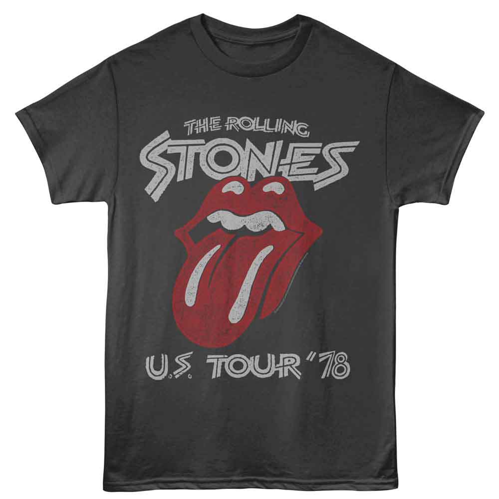 Rolling Stones US Tour 78 Adult Graphic T-Shirt - Officially Licensed Rock Band Tee Black