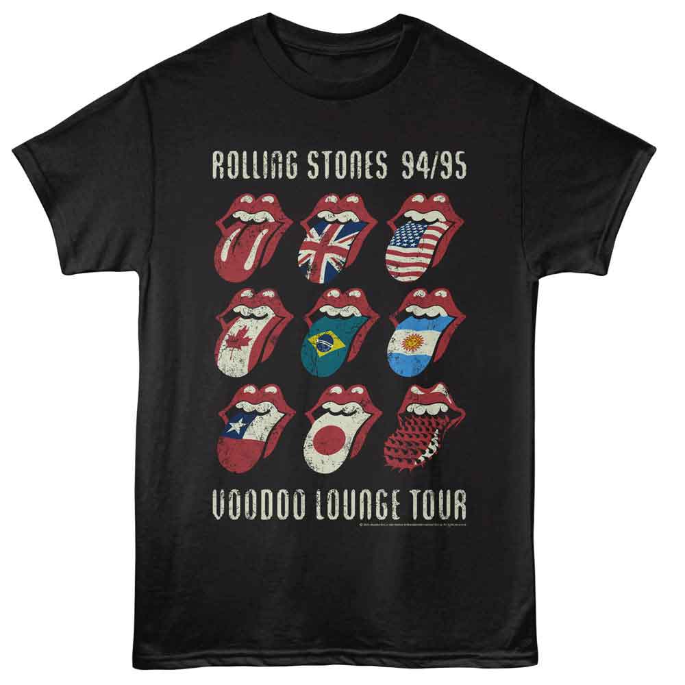 Rolling Stones Voodoo Tongues Adult Graphic T-Shirt - Officially Licensed Rock Tee Black