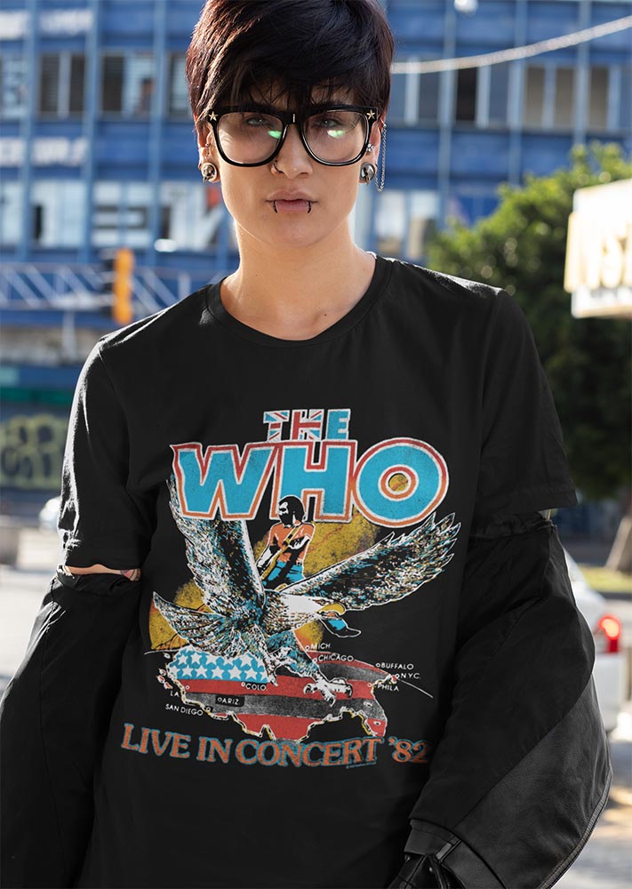 The Who Live In 82 Graphic T-Shirt - Classic Rock Music Clothing - Vintage Concert Lover Gift Idea