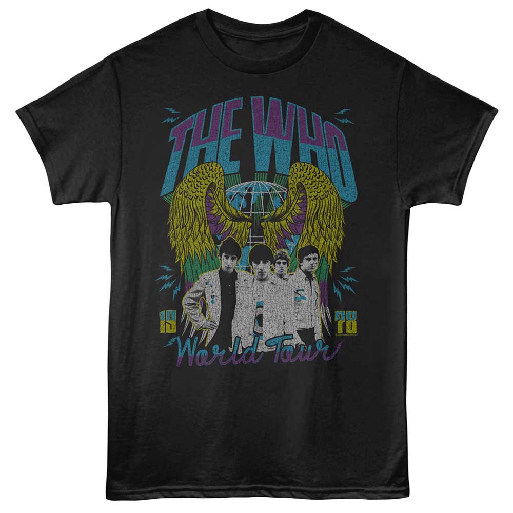 The Who World Tour Wings Graphic T-Shirt - Classic Rock Music Clothing - Vintage Concert Lover Gift Idea